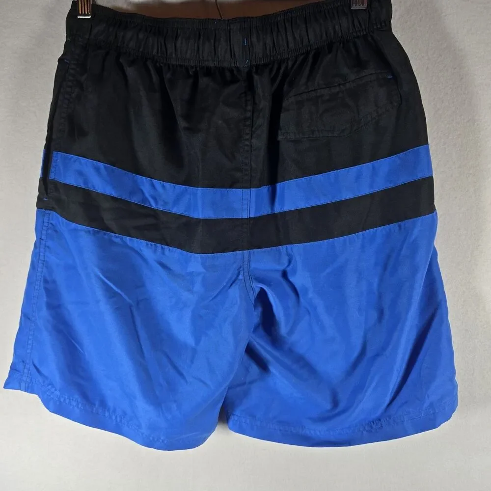 George Mens Swim Trunks Medium Blue And Black, Sizes 32-34